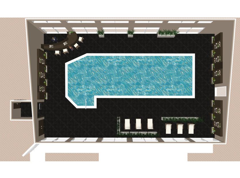 Spa Gracieuse, Lonay: zone piscine. Réalisation ID Interior Design, porté par Anne-Laure Ferry-Adam, architecte d'intérieur à Genève.