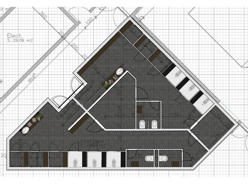 Spa Gracieuse, Lonay: zone vestiaires. Réalisation ID Interior Design, porté par Anne-Laure Ferry-Adam, architecte d'intérieur à Genève.